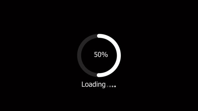 Abstract Circle Loading icon animation. finance % loading progress bar loading animation for website. progress loading bar 0-100 percent on transparent. 4k animation video on black background