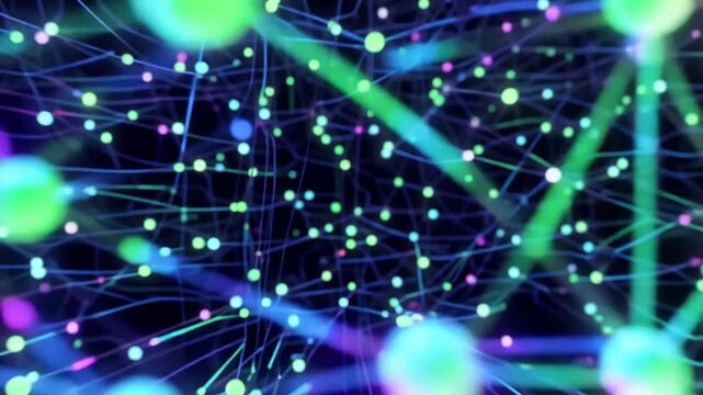 Abstract blue fiber optics background with glowing lights and energy patterns animation 4k video