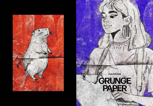 Grunge Paper Photo Effect &ndash; Worn Print for Poster & Social Media (PSD)