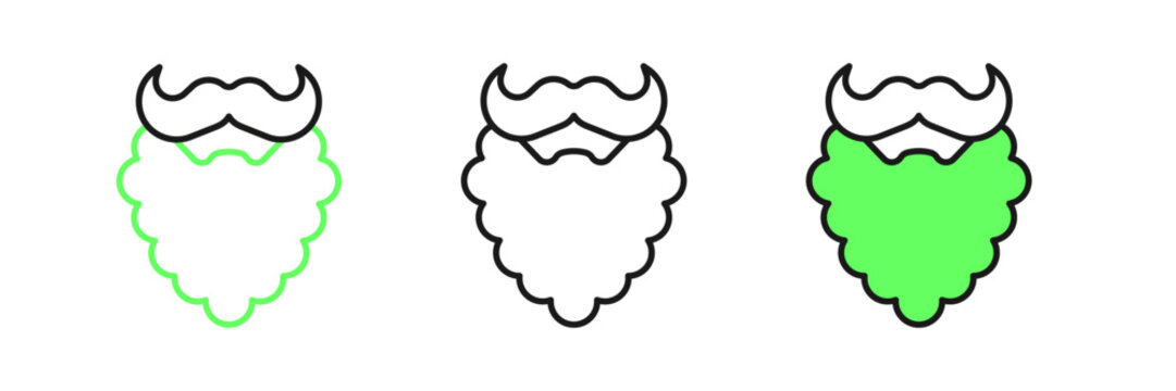 Set line Mustache and beard icon isolated on white background. Barbershop symbol. Facial hair style. Vector