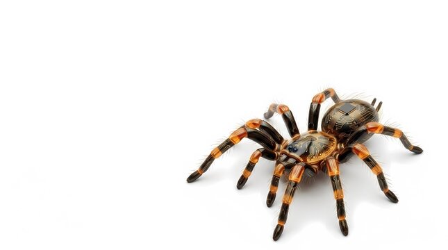 Mechanical Mexican Redknee Tarantula With Golden Circuits On Black Body