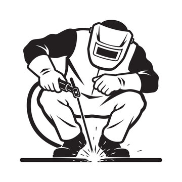 silhouette of argon welder man	
