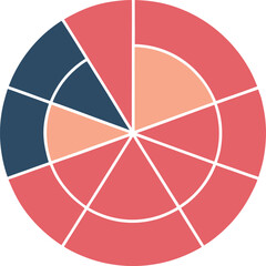 Obraz premium Sophisticated multi layered radial chart displaying complex data relationships and segmented information for detailed analytical reports