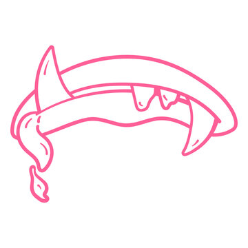 Pink neon sign with a shark's head on it