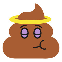 Naklejka premium Brown poop with an angel hat on it