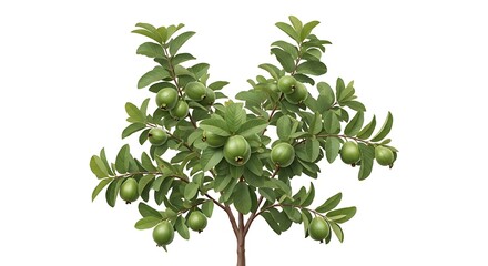 Fototapeta premium Lemon tree with unripe fruit isolated on white background