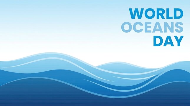 Stylized ocean waves for World Oceans Day isolated on transparent background