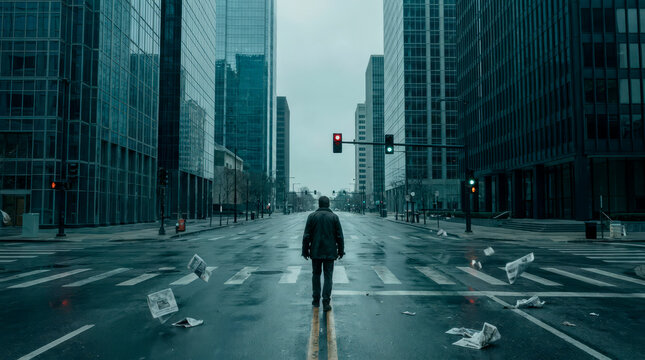 homme seul dans la ville