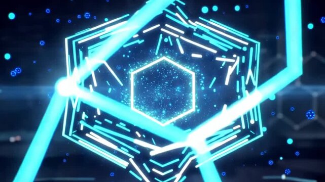 Abstract blue technology background with glowing lines and digital circuits animation 4k video