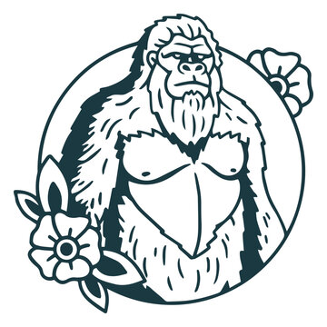 Gorilla with flowers