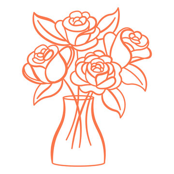 Stylish rose bouquet line art design