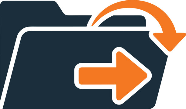 Folder with incoming and outgoing arrow icon symbol for file transfer document upload download save organization archive management.