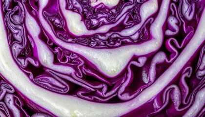 Obraz premium Rotkohl-Detailaufnahme (roh, angeschnitten)