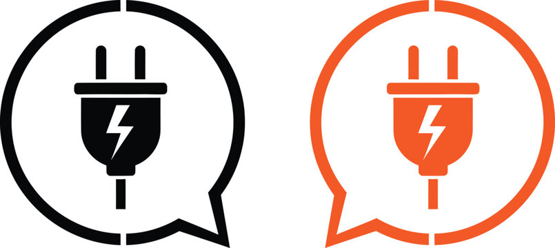 Electric plug icons inside circular speech bubble chat shapes Vector