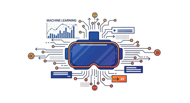Virtual reality technology and machine learning concept.