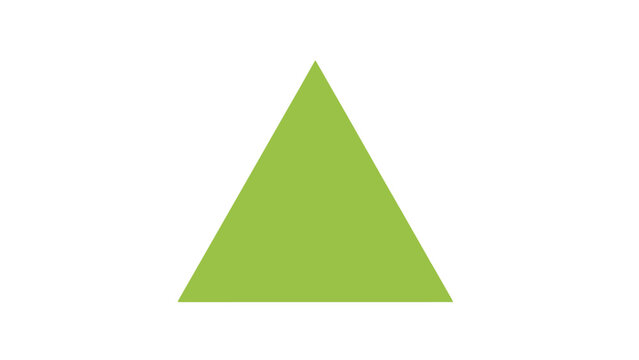 A simple green triangle shape on a white background.
