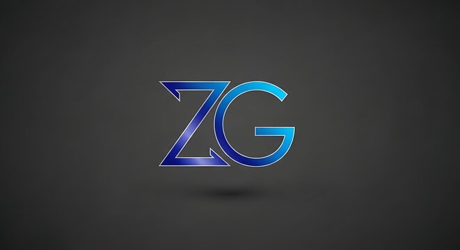Abstract blue gradient zg letter logo design on dark background