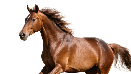 Bay Chestnut Horse Running with Flowing Mane and Tail © Maria