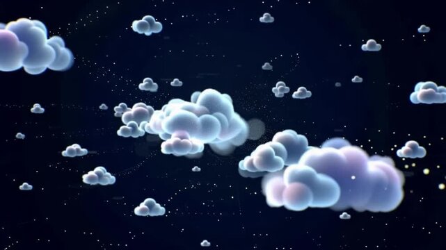 A glowing jellyfish floats through the deep blue ocean, surrounded by bubbles and light animation tech video