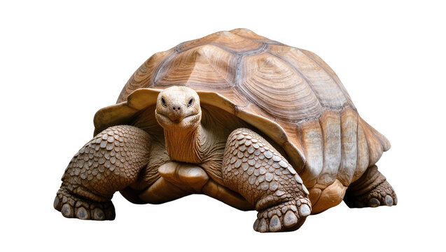 Large Brown Tortoise with Textured Shell and Scaly Legs