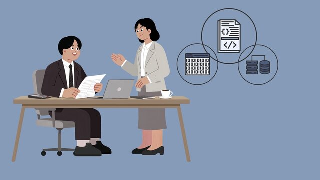 illustration design web developer, data analyst and software engineering