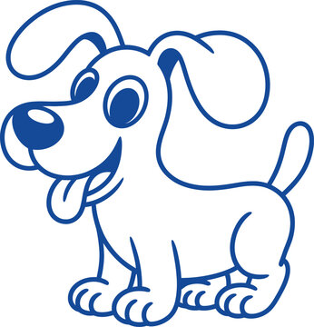 Friendly cartoon dog with big floppy ears and happy smiling expression isolated on transparent background