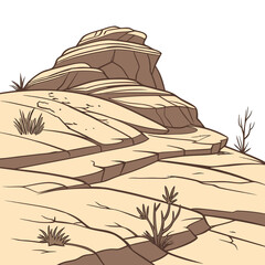 illustration of sandstone hills with layered rock formations and sparse desert vegetation high quality professional detailed modern © md munna
