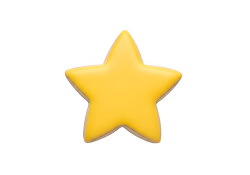 Cookies Yellow star shape symbol icon with five points and smooth surface transparent background