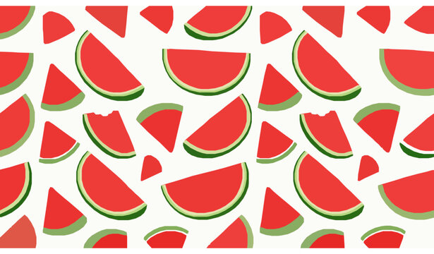 Flat watermelon pattern seamless vector fruit summer background design