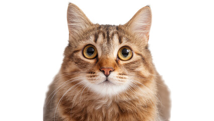 Fototapeta premium Brown tabby cat portrait with yellow eyes and fluffy fur