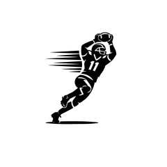 Fototapeta premium American Football Diving Catch Silhouette Vector | Dynamic Player Action Sports Illustration