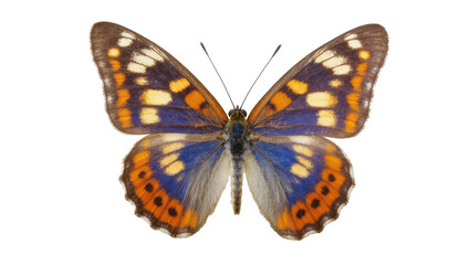 Blue orange patterned butterfly with delicate wings and antennae © Maria