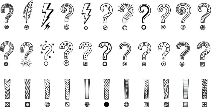Minimalist question mark and exclamation icons set Vector