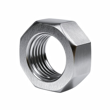 3D Metallic Hex Nut with Internal Thread isolated on transparent background