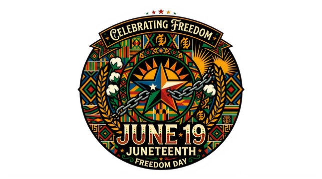 Juneteenth celebration vibrant illustration of freedom and emancipation