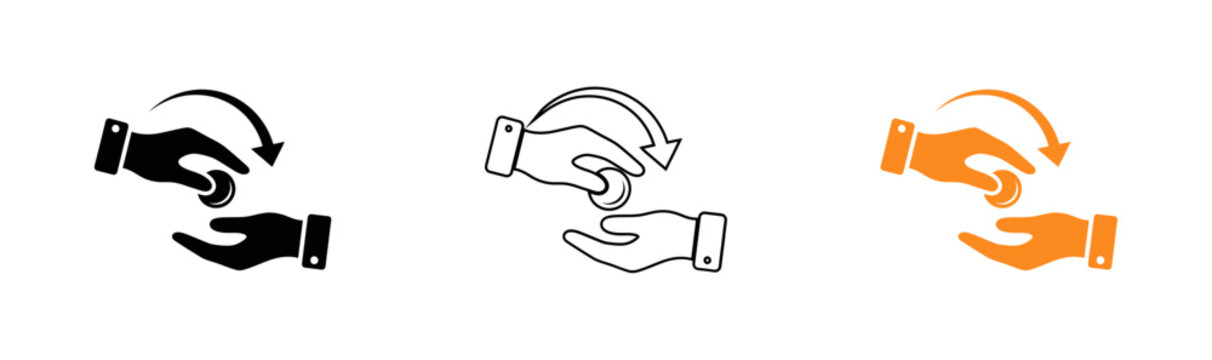 Handshake with circular arrow icon set black outline and color versions