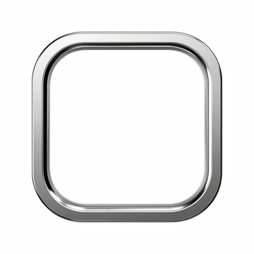 Realistic Silver Rounded Square Metallic Frame isolated on transparent background