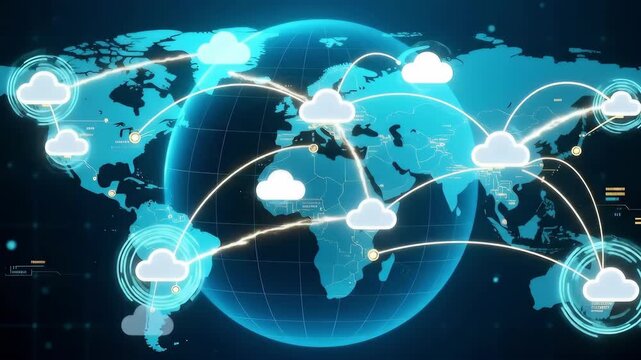 Global Cloud Cybersecurity Network Protection Digital Infrastructure and Data Flow Across the World Technological Concept Illustrating Secure Global Connections