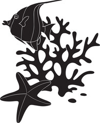 Vector coral reef with fish and starfish © Mariia