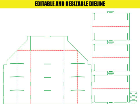 Professional die line design template for custom retail display boxes and corrugated cardboard packaging structure development