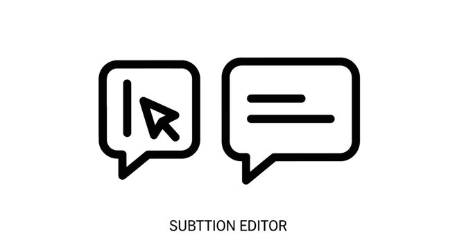 Subtitle editor icon with speech bubbles and cursor speech bubble mouse pointer post production text editing caption editor subtitle