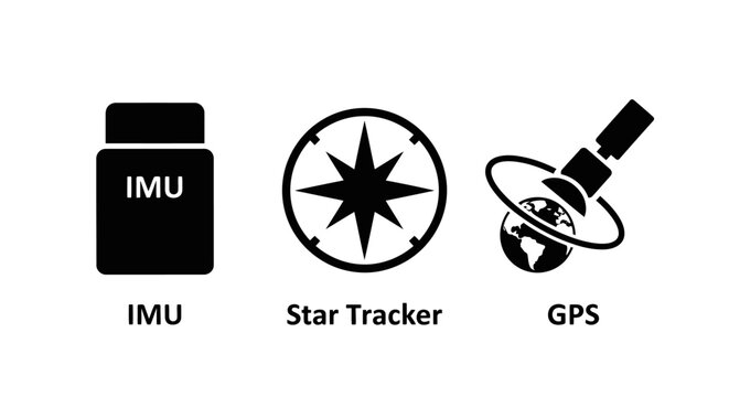 IMU, Star Tracker, and GPS Icons - Navigation Technology