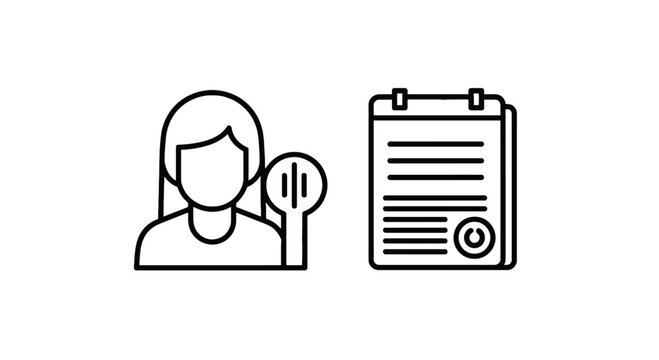 Identity verification and certified document authentication icons for recruitment and security clearance with identity verification certification document