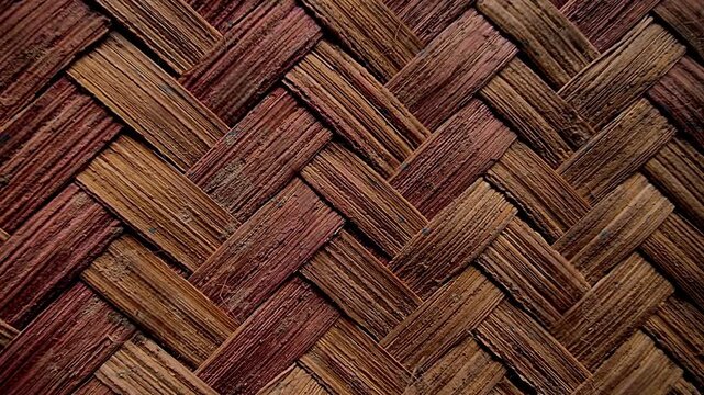 Traditional Woven Bamboo Texture with Copy Space for Ethnic Background 4K UHD Seamless Loop