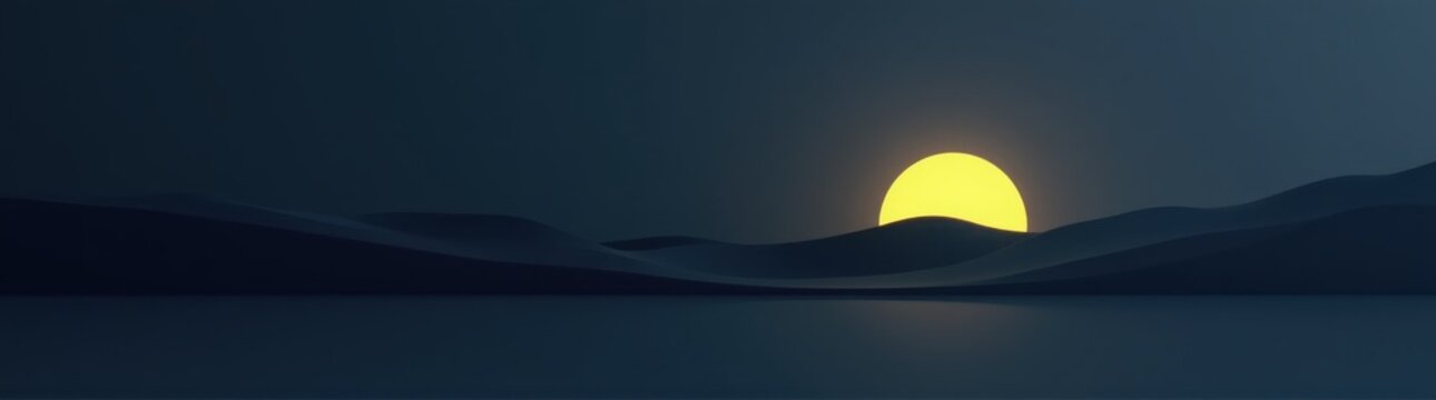 A view of a mountain range with a sun setting in the distance