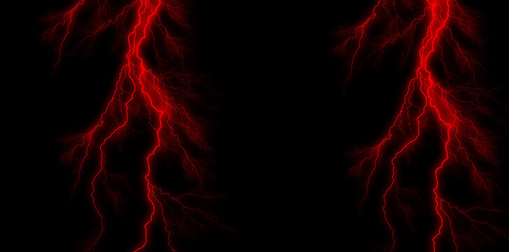 Red lightning bolts on black background for dramatic and energetic designs
