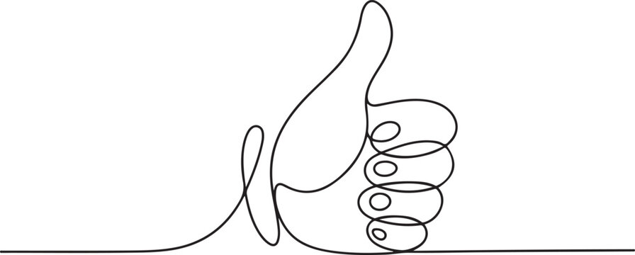 Thumbs up line-continuous line drawing. one line Icon drawing