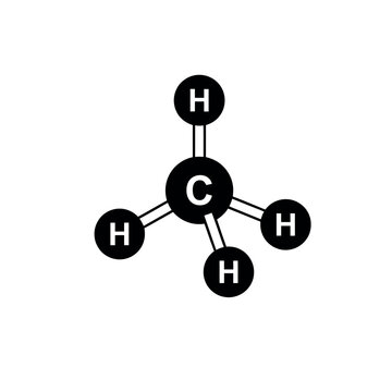 Methane  chemical bond silhouette vector illustration