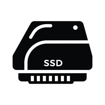 Black and white icon representing a solid-state drive in a computer system