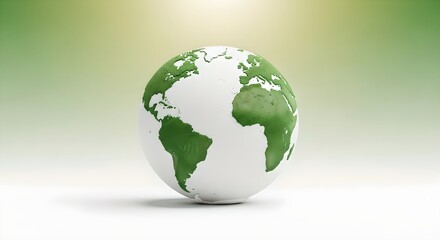Fototapeta premium Eco globe, green earth, white background, environmental symbol, 3D illustration